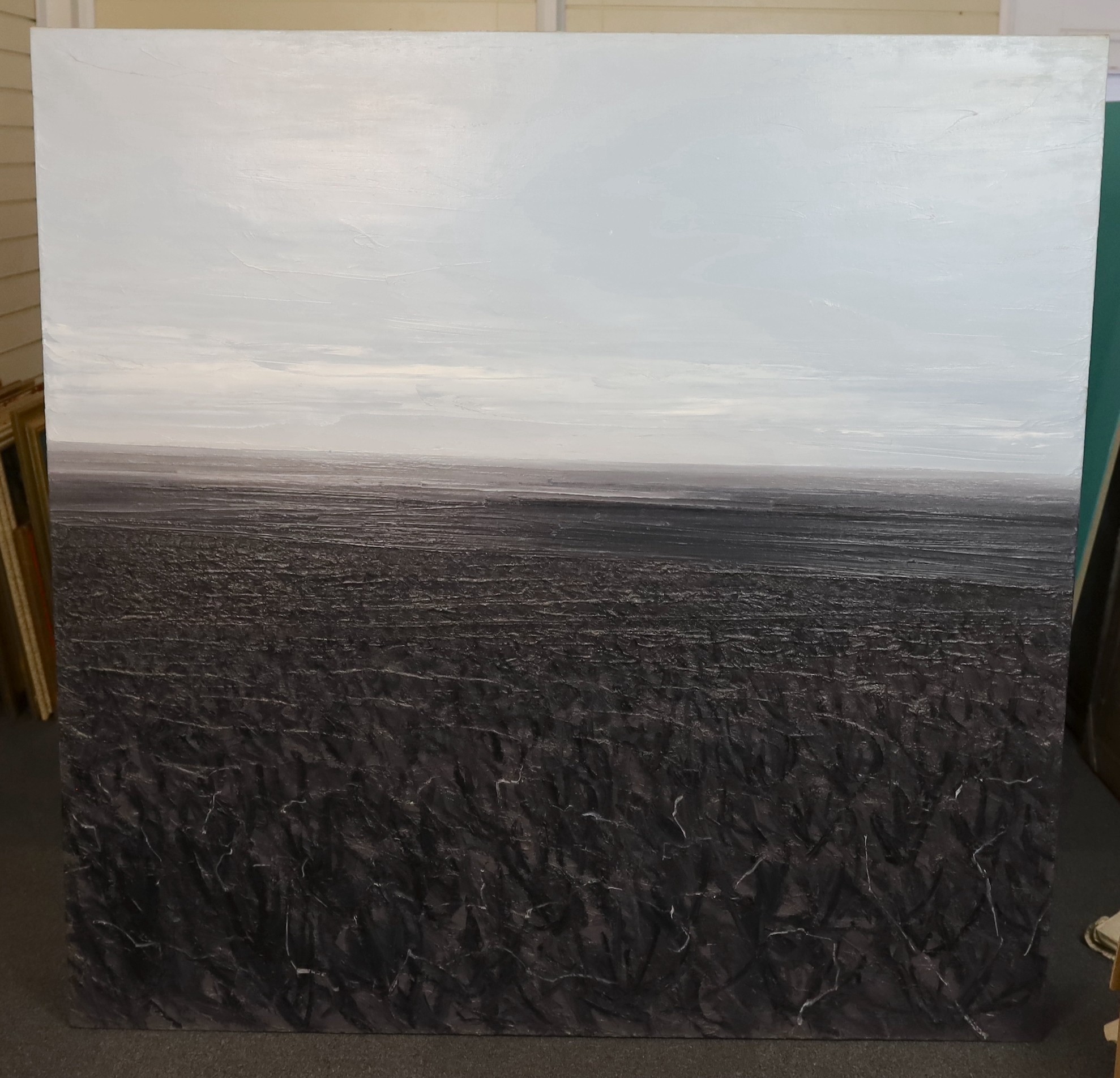 Hilary Dymond (British, b.1953), Open landscape, oil on canvas, 152 x 152cm